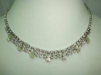 Vintage 50s Pretty Mother of Pearl and Diamante Drop Necklace 