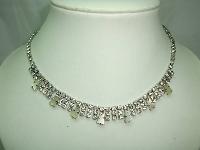 Vintage 50s Pretty Mother of Pearl and Diamante Drop Necklace 