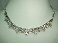 Vintage 50s Pretty Mother of Pearl and Diamante Drop Necklace 
