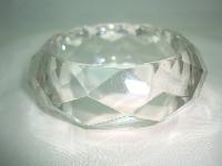 1950s Style Wide Chunky Clear Lucite Faceted Bangle WOW