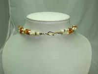 Art Deco Unusual Mother of Pearl Entwined Leaf and Amber Bead Necklace