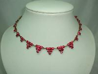 Vintage Art Deco Fab Pink Paste Diamante Triangle Drop Style Necklace