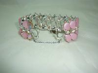 Vintage 50s Amazing Wide Pink Moonglow Lucite AB Diamante Bracelet 