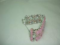 Vintage 50s Amazing Wide Pink Moonglow Lucite AB Diamante Bracelet 