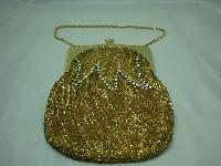 Vintage 50s AMAZING Gold Bead  Diamante Evening Handbag
