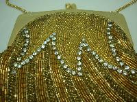 Vintage 50s AMAZING Gold Bead  Diamante Evening Handbag