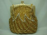 Vintage 50s AMAZING Gold Bead  Diamante Evening Handbag