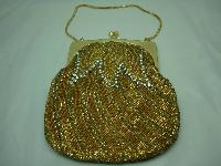 Vintage 50s AMAZING Gold Bead  Diamante Evening Handbag