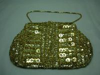 Vintage 50s Quality Gold Sequin & Bead Evening Handbagg