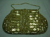 Vintage 50s Quality Gold Sequin & Bead Evening Handbagg