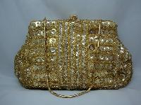 Vintage 50s Quality Gold Sequin & Bead Evening Handbagg