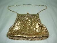 £72.00 - Vintage 70s Glomesh Gold Metal Mesh Evening Handbag