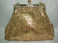 Vintage 70s Glomesh Gold Metal Mesh Evening Handbag