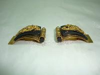 Vintage 30s Jean Painleve French Bakelite Seahorse Black Gold Dress Clips 