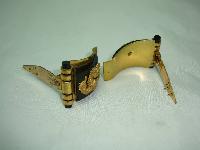 Vintage 30s Jean Painleve French Bakelite Seahorse Black Gold Dress Clips 