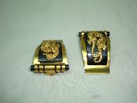 Vintage 30s Jean Painleve French Bakelite Seahorse Black Gold Dress Clips 