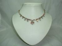 Vintage 50s Sparkling AB Diamante Flower Drop Necklace