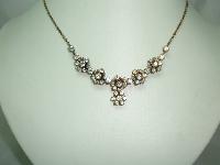 Vintage 30s Quality Articulated Paste Diamante Flower Drop Necklace 