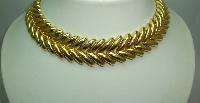 50s Signed Heavy Fancy Link Gold Articulated Collar Designer Necklace 