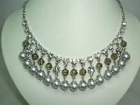 50s Style Coast Faux Pearl Crystal and Diamante Drop Cascade Necklace