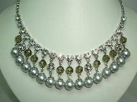 50s Style Coast Faux Pearl Crystal and Diamante Drop Cascade Necklace