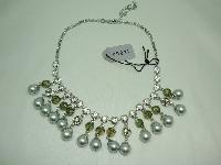 50s Style Coast Faux Pearl Crystal and Diamante Drop Cascade Necklace