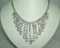 Vintage 50s Sparkling Diamante  Bib Festoon Drop Necklace STUNNING!