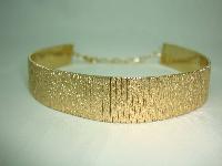 £96.00 - Vintage 70s Signed Grosse Wide Flexible Textured Gold Choker Necklace