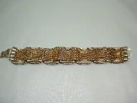 Vintage 50s Wide Gold Link Red & Black Diamante Bracelet 