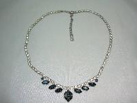 Vintage 50s Quality Sapphire Blue & Clear Diamante Necklace