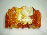 Vintage 50s Honey and Amber Confetti Sparkle Lucite Stretch Bracelet