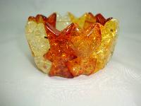 Vintage 50s Honey and Amber Confetti Sparkle Lucite Stretch Bracelet