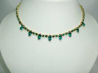 Vintage 50s Quality Green Diamante Drop Necklace 