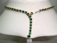 Vintage 50s Quality Green Diamante Drop Necklace 