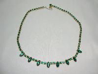 Vintage 50s Quality Green Diamante Drop Necklace 