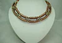 1970s Very Attractive Wide Brown and Gold Lucite Collar Necklace MINT!