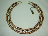 1970s Very Attractive Wide Brown and Gold Lucite Collar Necklace MINT!