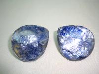 Vintage 70s Large Purple Blue Lucite Clip On Earrings