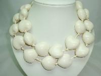 Unique Chunky Cream Heart Bead Necklace on Satin Ribbon 