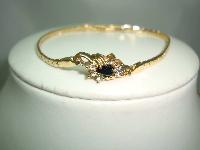 Vintage 80s Fab Blue & Clear Diamante Gold Necklace and Bracelet Set