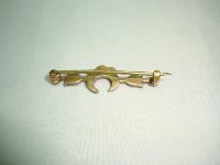 Antique Victorian Pretty Paste Crescent Moon Gold Bar Brooch