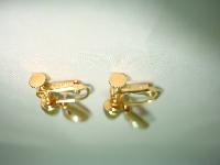Vintage 80s Signed Napier Faux Pearl Gold Dangle Drop Clip on Earrings