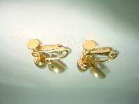 Vintage 80s Signed Napier Faux Pearl Gold Dangle Drop Clip on Earrings