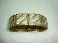 Vntage 30s Wide Goldide Lucite Sparkle Geometric Square Link Bracelet