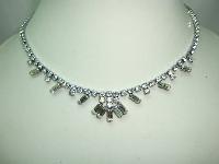 Vintage 50s Sparkling Quality Baguette Cut Diamante Drop Necklace