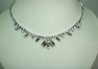 Vintage 50s Sparkling Quality Baguette Cut Diamante Drop Necklace