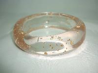Vintage 70s Funky Wide Chunky Clear Lucite Gold Confetti Bangle Wow!
