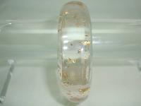 Vintage 70s Funky Wide Chunky Clear Lucite Gold Confetti Bangle Wow!