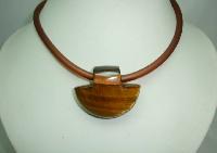 Unique Contemporary Chunky Tigers Eye Pendant Collar Necklace 
