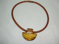 Unique Contemporary Chunky Tigers Eye Pendant Collar Necklace 